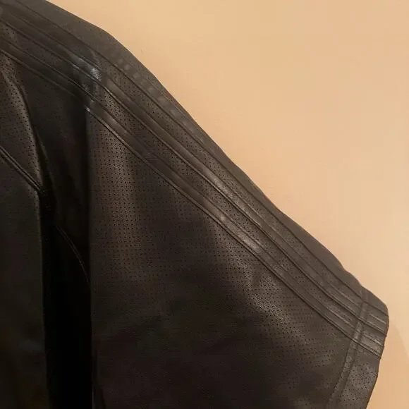 Adidas Originals Faux Leather Baseball Jersey Men's Large Black Snap Down 2024 - Picture 4 of 16